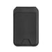 Magnetic Wallet w/ Phone Stand - A black magnetic wallet and phone stand with a sleek, minimalist design, featuring a logo on the surface.