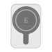 Magnetic Power Bank 5000 mAh - A white magnetic power bank with a circular design, featuring a Type C port and wireless charging capability.