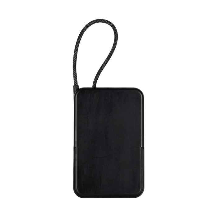 Eclipse Magnetic Power Bank 10000mAh - A black power bank with a strap, featuring a sleek rectangular design and a smooth surface.