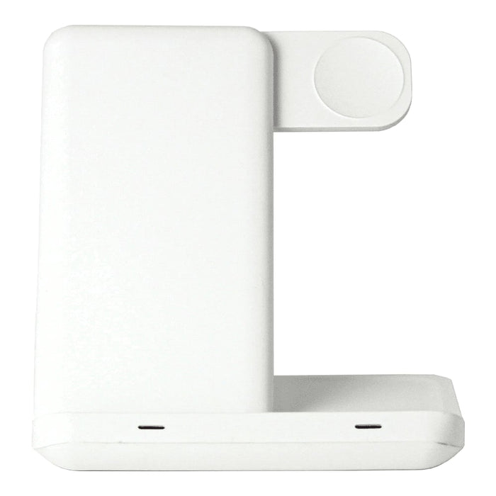 Axis 3 in 1 Wireless Charger - A white 3 in 1 wireless charger with a compact design and an integrated charging pad.