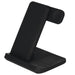 Axis 3 in 1 Wireless Charger - A black 3 in 1 wireless charger with a stand, featuring a sleek, modern design and a round wireless charging pad.