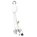 6-in-1 Multi Charging Cable - A white 6-in-1 multi charging cable with a retractable design, featuring multiple connectors and a keyring attachment.