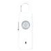 Safety Alarm Keychain - A white safety alarm keychain featuring a circular light and a carabiner hook for easy attachment.