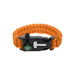 5 in 1 Survival Bracelet - An orange paracord bracelet featuring a compass and a black clasp. It has a woven design for durability.