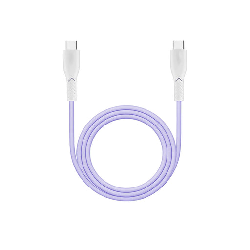 100W Fast Charging Cable - A purple 100W fast charging cable with white connectors at both ends, featuring a textured grip design.