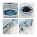 Water Bottle Holder with Strap - A drink bottle holder in light grey with a blue strap and zippered compartments for storage. Features a mesh pocket.