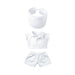 Plush Doll Racing Suit Set (15–17cm Doll) - A plush doll racing suit set in white, including a visor, polo shirt, and shorts for 15–17cm dolls.
