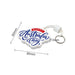Full Colour Custom EVA Floating Keychain - A white custom EVA floating keychain featuring blue lettering and a decorative design, complete with a keyring attachment.