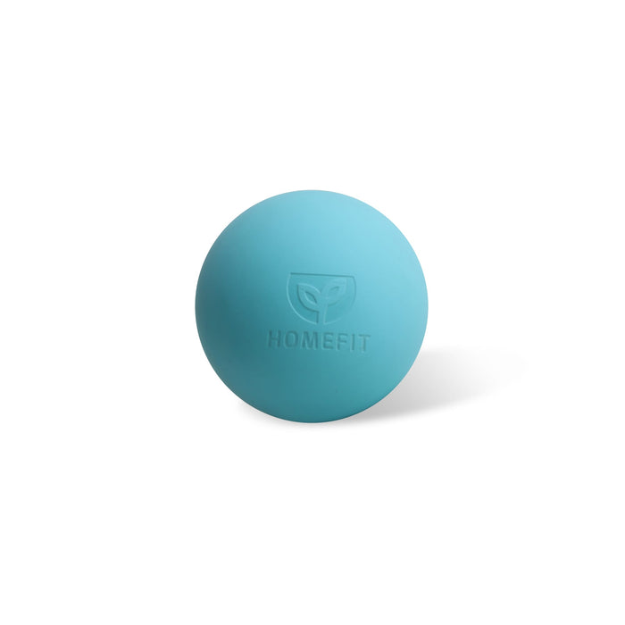 Lacrosse Ball - A teal lacrosse ball featuring a logo, designed for recreational use.