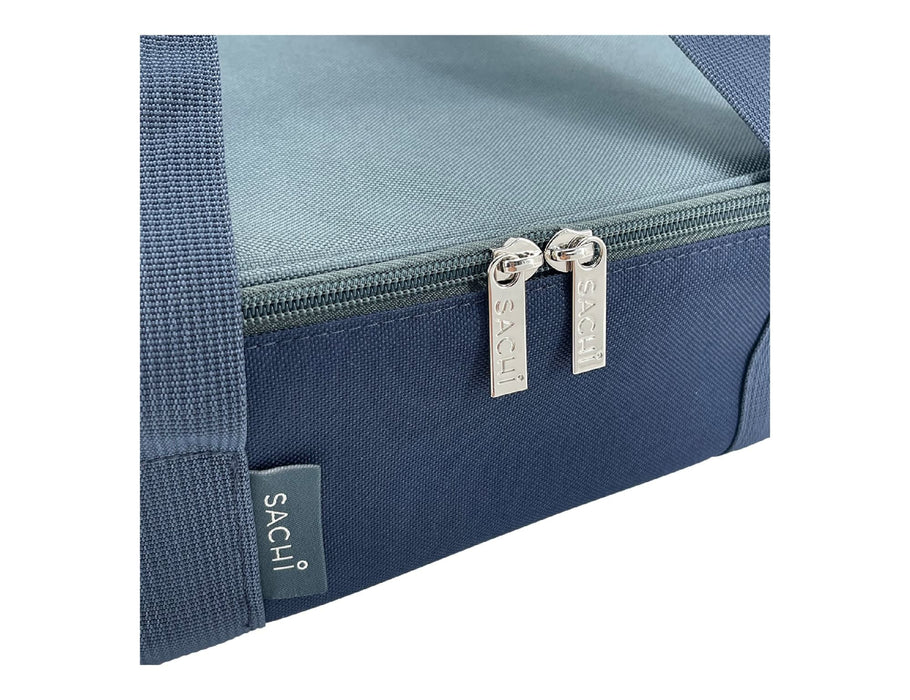 Sachi Insulated 'Cook & Carry' Bag - A dark blue insulated bag features a zip opening and a logo tag on the side.