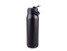 Oasis Sorrento 900ml Vacuum Sipper Bottle - A drink bottle in matte black with a flip-top lid and a carrying handle. It features a branding logo.
