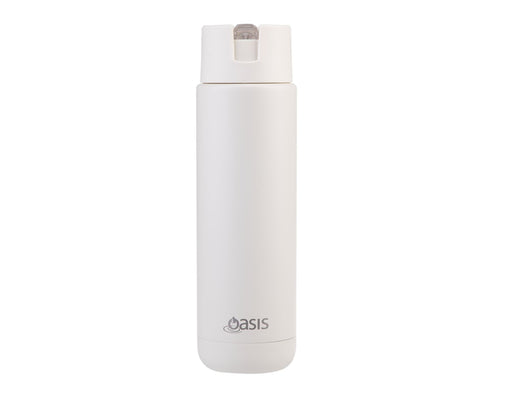 Oasis Moda 700ml Vacuum Bottle - A drink bottle in white, featuring a sleek, modern design and a logo on the front.