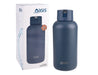 Oasis Moda 1.5L Vacuum Bottle - A drink bottle in navy blue with a lid, displayed next to its packaging featuring a logo.