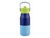 Oasis 400ml Insulated "JNR" Sipper Bottle - A drink bottle with a navy blue, light blue, and lime green design. It features a handle and a logo.