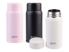 Oasis 150ml Insulated "Mini Mini" Drink Bottle - A drink bottle set featuring insulated mini bottles in pink, black, and white, each with a silver stainless steel interior and a logo.
