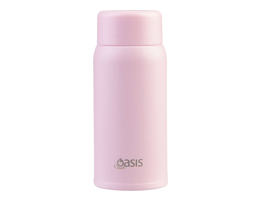 Oasis 150ml Insulated "Mini Mini" Drink Bottle - A drink bottle in light pink with a sleek design, featuring a logo on the front.