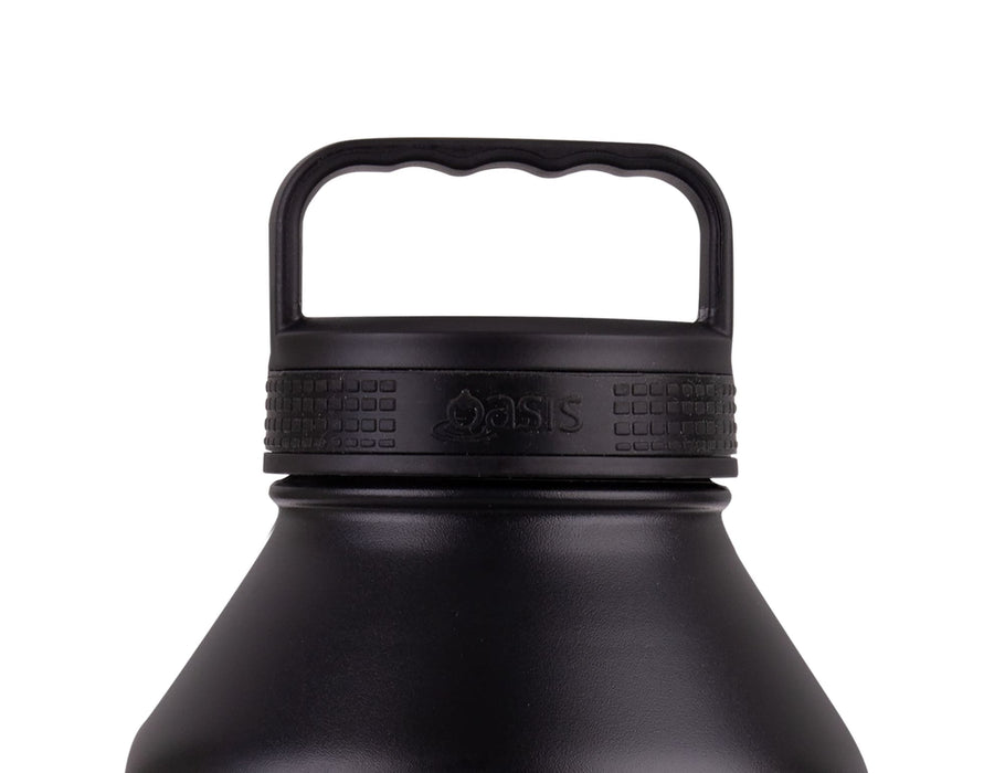 Oasis Titan 1.9L Vacuum Bottle - A drink bottle with a black matte finish and a sturdy carrying handle, featuring a branded section.