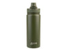 Oasis Challenger 550ml Vacuum Quick Release Cap Bottle - A drink bottle in olive green featuring a quick release cap and a logo on the front.