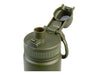 Oasis Challenger 550ml Vacuum Quick Release Cap Bottle - A drink bottle in olive green with a quick release cap and a built-in handle. Features a logo on the body.