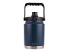 Oasis 2.1L Vacuum Carry Handle Jug - A drink bottle with a dark blue body and a black lid features a sturdy carry handle and branding.
