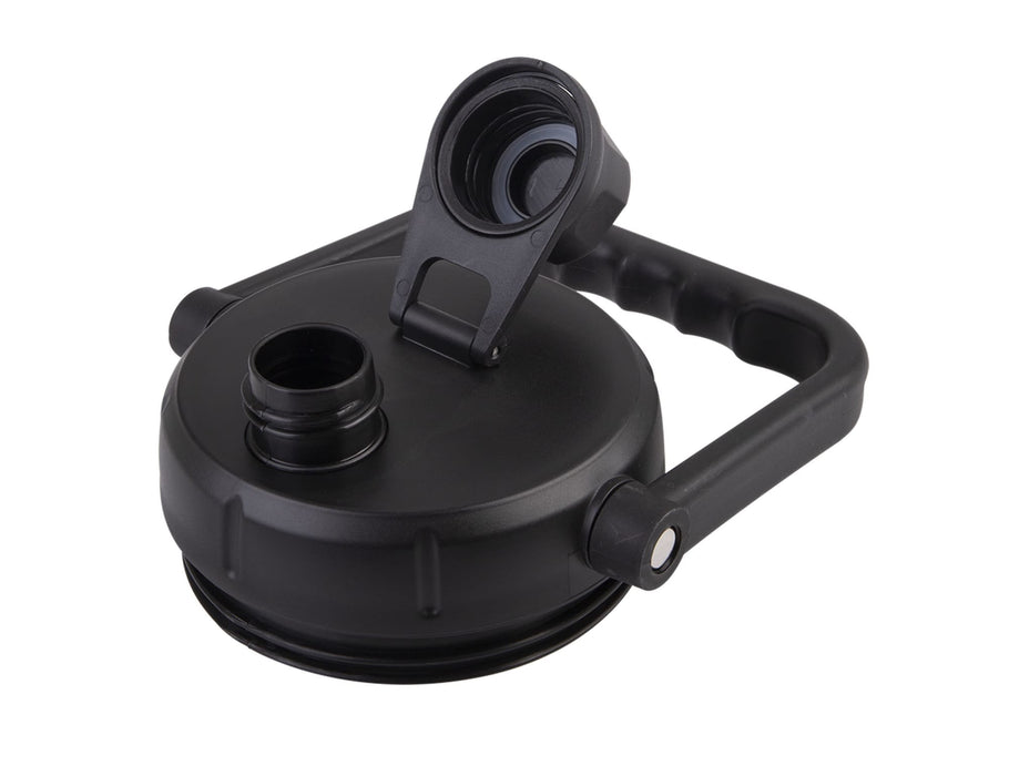 Oasis 3.8L Vacuum Carry Handle Jug - A drink bottle in black with a wide mouth, a carry handle, and a secure lid featuring a logo.