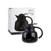 Oasis 750ml Insulated Teapot with Strainer - A black insulated teapot with a strainer, displaying a sleek design, alongside its packaging.