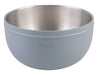 Oasis 2.8L Double Wall Salad Bowl - A double wall salad bowl in light blue with a stainless steel interior and an engraved logo.
