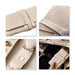 Synthetic Leather Jewellery Bag - A synthetic leather jewellery bag in beige, featuring a secure fastening and internal pockets for organisation.