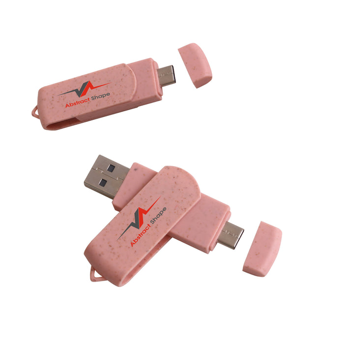 Rotate Wheat Straw Type C Flash Drive - 32GB - Custom Promotional Product