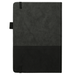 A5 Thermo Notebook w/ Recycled Paper - A5 Thermo Notebook in black with a textured finish, featuring a logo and an elastic band closure.