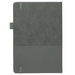 A5 Thermo Notebook w/ Recycled Paper - A5 notebook in grey with a textured cover and elastic closure, featuring recycled paper. It includes a logo.