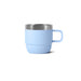 Stackable Stainless Steel Mug - A stackable stainless steel mug in light blue with a stainless steel rim and a handle. It features a simple design.