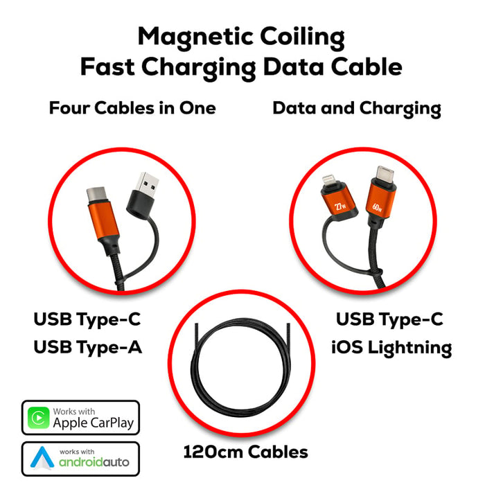 Brescia Mag-Coiling (60W) Fast Charging Data Cable - Custom Promotional Product