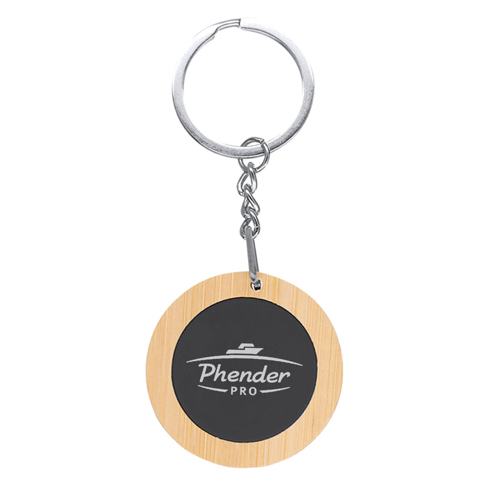 Mirage Round Bamboo Keyring - Custom Promotional Product