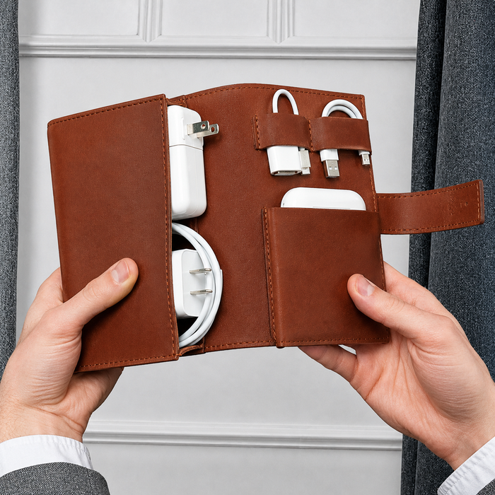 Leather Travel Cable Organiser