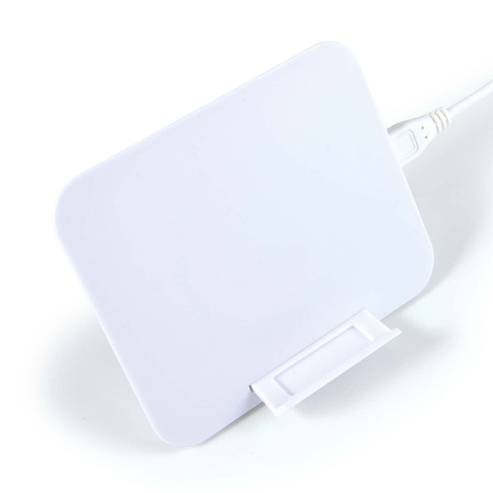 Proton Wireless Charger - A wireless charger in white, featuring a rectangular design with a attached cable.