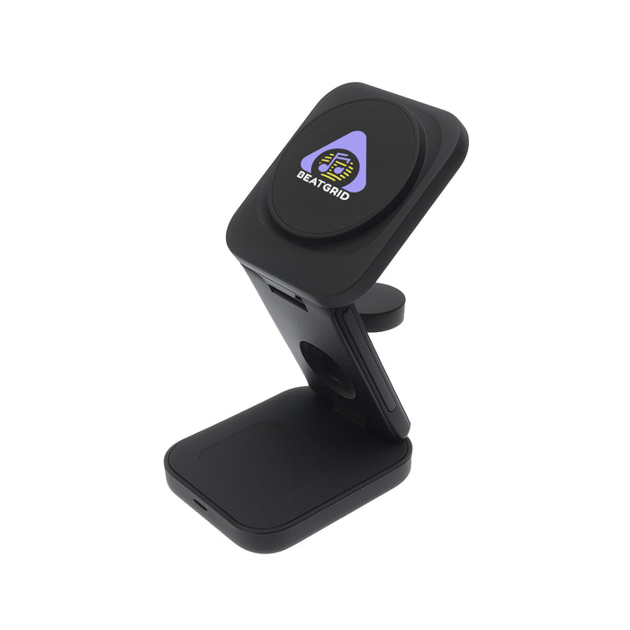 Spartan 3-in-1 Wireless Charger - Digital Print on Black 2