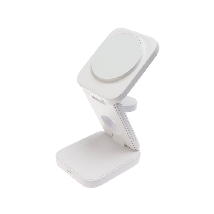 Spartan 3-in-1 Wireless Charger - Side Profile White