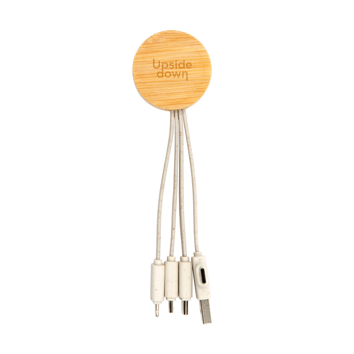 Sprite Round Bamboo Charging Cable - Custom Promotional Product