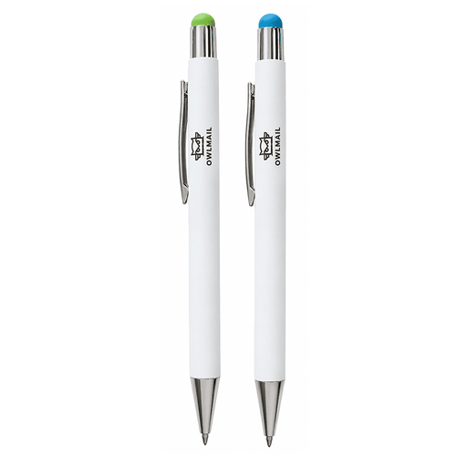 Vitra Pen - A set of two Vitra Pens featuring white bodies, one with a green tip and the other with a blue tip.