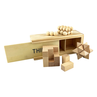3 in 1 Wooden Brain Teaser - Custom Promotional Product