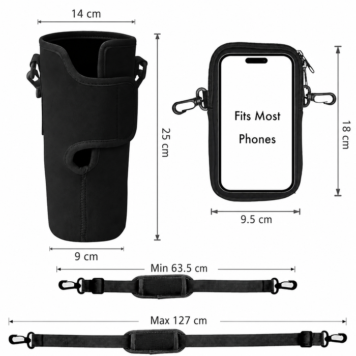40 oz (1,180 ml) Tumbler Carrier Bag with Detachable Phone Pouch
