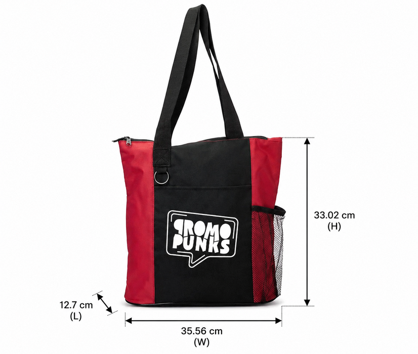 Zippered Tote Bag with Mesh Pocket