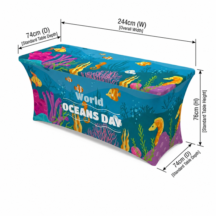 8ft (2.4m) Open Back Stretch Table Cover