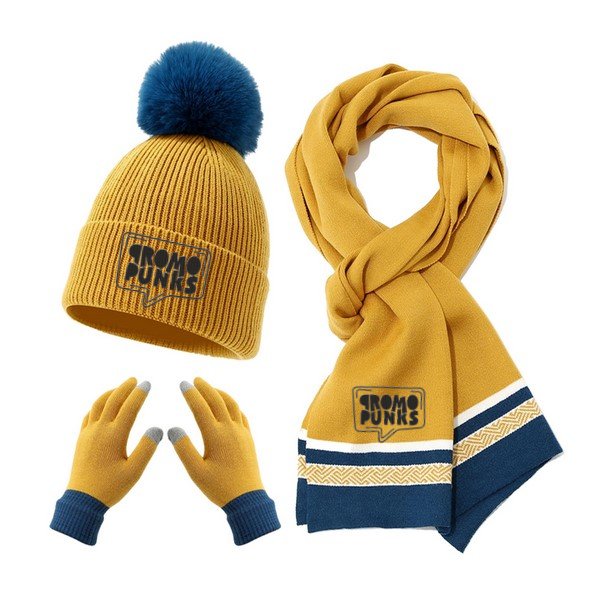 Premium Knit Beanie, Scarf & Glove Set