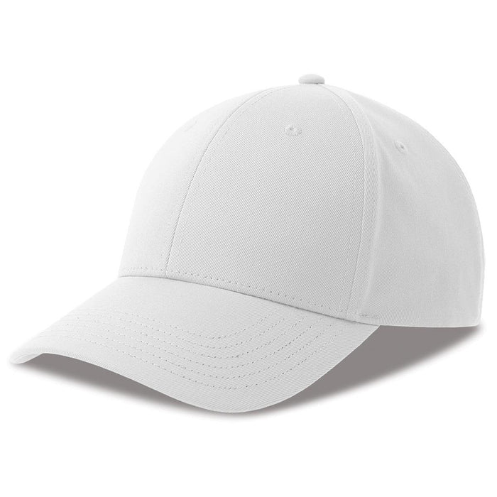 Bolt-S Recycled Polyester - A white cap with a curved brim, featuring stitching details and a logo on the front.