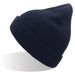 Kid Wind-S Beanie - Recycled Polyester - A navy blue beanie made from recycled polyester, featuring a cuffed design and a rounded top.
