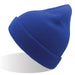 Kid Wind-S Beanie - Recycled Polyester - A blue beanie made from recycled polyester with a logo. Features a snug fit and a pointed top design.