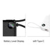 10000mAh Power Bank with Charging Cable - A power bank featuring a battery level display, available in black and white, with a Type-C charging cable.