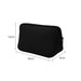 Neoprene Cosmetic Bag - A black neoprene cosmetic bag with a zip closure, featuring a simple design and dimensions of 19cm x 12cm x 9cm.